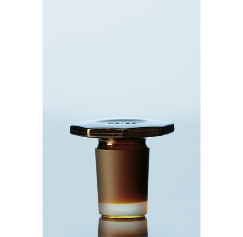 DURAN Glass flat-head stopper, octagonal, amber, NS 45/40, semi-hollow packing of 1