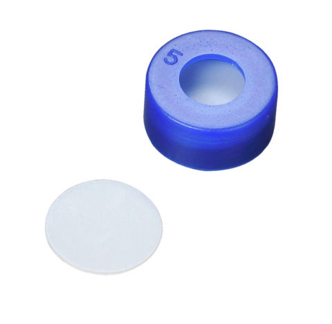 Bouchon a pression 11 mm avec septa a disque PTFE, bleu fonce, EVA (Boite de 100)