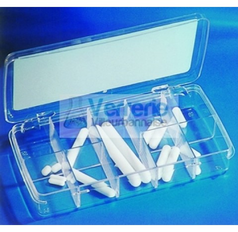 PTFE Stirrer Bars, Boxed Assortments, 12 Oval composed: 2 each of 10x5, 15x6, 25x10, 30x10, 35x13, 1