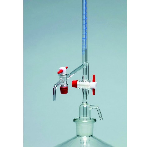 Burette automatique,50ml classe AS avec bande Schellbach, avec robinet intermediaire PTFE