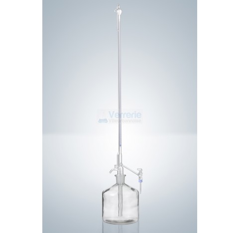 Burette de Pellet auto. 10ml subdivision : 0,02 ml classe B robinet cle verre graduation bleue DIN E