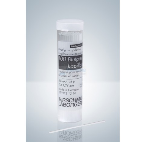 Tubes verre 140UL capillaires analyse de gaz de sang diam. ext. 2,35mm diam. Int. 1,55mm Heparine so