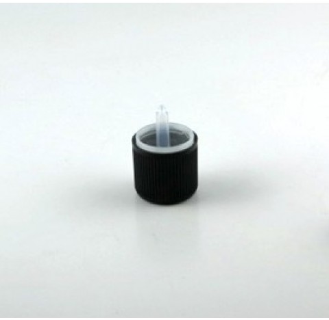 Capsule DIN 18 compte goutte Childproof, inviolable en polyethylene noir , pour huiles fluides, inse