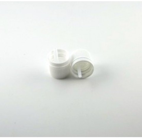 Capsule DIN 18 compte goutte inviolable en polyethylene blanc , pour flacons huiles essentielles et 