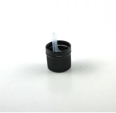 Capsule DIN 18 compte goutte inviolable en polyethylene noir , insert 9142, pour huiles fluides