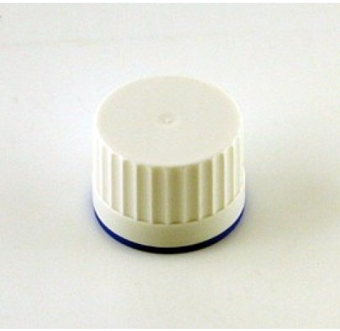 Capsule inviolable PP28 en TPS blanc avec anneau bleu , joint TPE