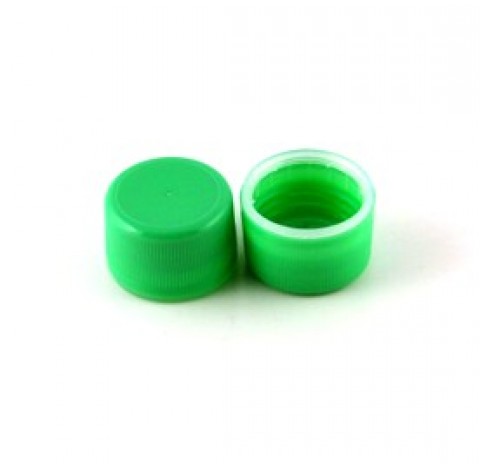 Capsule PP28 inviolable en polypropylene vert avec obturateur
