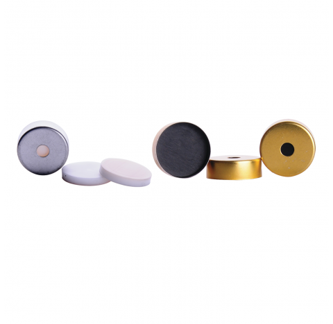 Scellage magnetique 20 mm, septa PTFE beige/silicone blanche (Boite de 100)