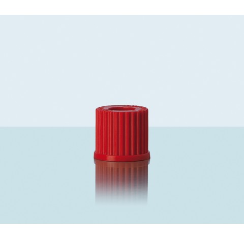 Screw-caps with aperture, GL 45, PBT, red, aperture bore 34 mm packing of 10