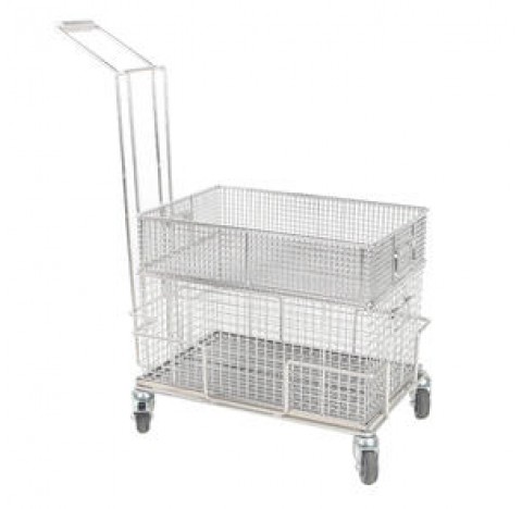 Transport cart for transport baskets dimensions LxWxH 603x403x950 mm 900kg max wit h4 guide roll (2 