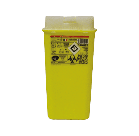 Le collecteur pour dechets medicaux perforants, STILECO POCKET de 1,1 litre, est con‡u pour la colle