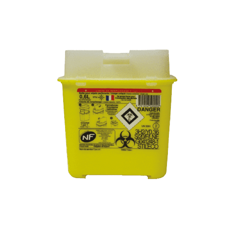 Le collecteur pour dechets medicaux perforants, STILECO POCKET de 0,6 litre, est con‡u pour la colle