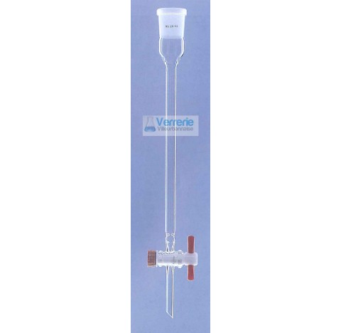 Chromatographic column 15 ml diam int 10 mm height 200 mm socket 14/23 with stopcock PTFE key with t