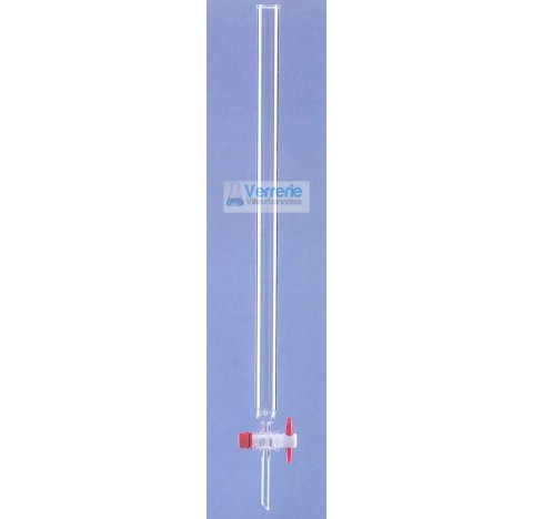Colonne chromatographique 150 ml diam int 24 mm hauteur 340 mm a colerette robinet clé verre avec pi