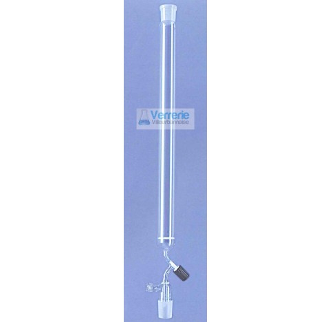 Chromatographic column 120 ml diam int 20 mm height 400  mm with sinter por0 sockets 14/23 with stop
