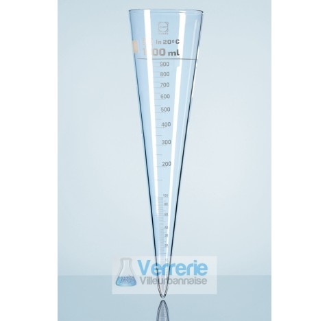 DURAN Sedimentation cone, Imhoff type, 1000 ml,graduation : to 0-2 ml division 0,1 ml, to 2-10 ml di