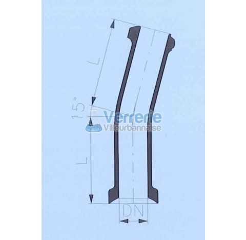 Raccord coude 15 degre en verre DN 15KZA/KZB Longueur 50 mm