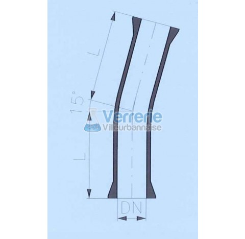 Raccord DN 25 RK Longueur 75 mm coude 15 degre en verre