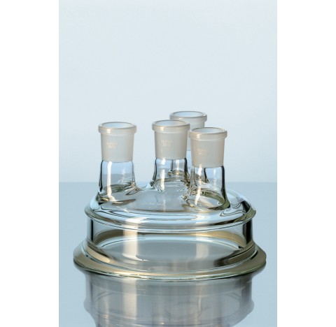 DURAN Lids, flat flange, DN 60, 4 standard ground necks, CS NS 29/32, SS NS 2X19/26 1X14/23 ANGLED p