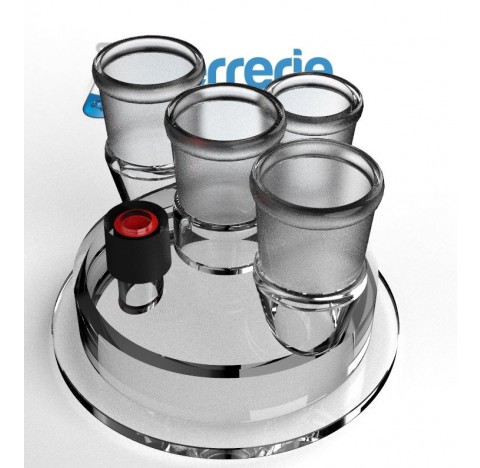 Couvercle de réacteur DN100 Bibby plat ,avec un rodage central 34/35 2 rodages droit 34/35 un rodage