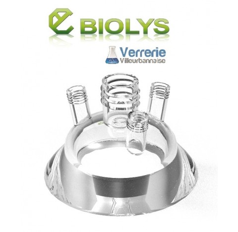Couvercle de réacteur dn60 gl25 central 3x gl14 inclinés verre borosilicate 3.3 Schott 