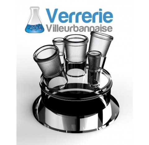 Glass lid of reactor DN 100 central socket 29/32 angled socket :2 x 29/32 vertical socket :2 x 14/23