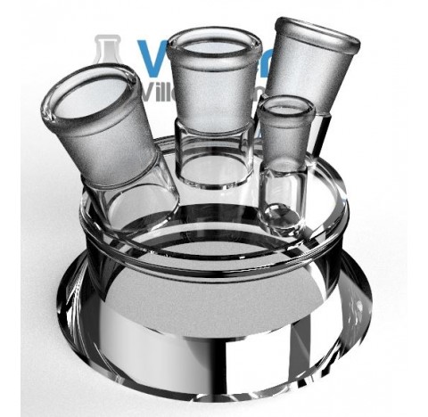 Glass lid of reactor DN 100 central socket 29/32 angled socket :2 x 29/32 vertical socket :1 x 14/23