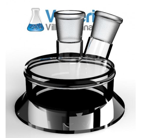 Glass lid of reactor DN 100 central socket 29/32 angled socket :1 x 29/32 height :125 mm Pression