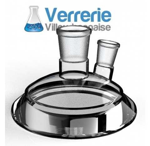 couvercle de reacteur DN100 Schott,  un rodage central 29/32 un rodage incliné 19/26, verre borosili