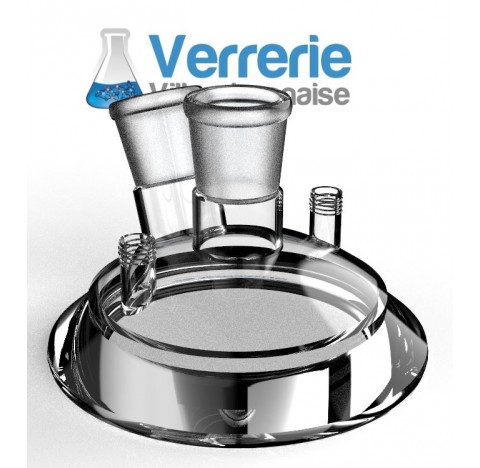 Couvercle de réacteur DN100 Schott avec un rodage central 29/32, un rodage incliné : 29/32 rodage dr