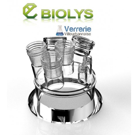 couvercle de reacteur DN100  un rodage central 29/32 rodaviss renforcé ,2 rodages incliné 29/32 roda