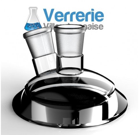 Glass lid of reactor DN 100 central socket 29/32 angled socket :1 x 29/32 height :125 mm Pression