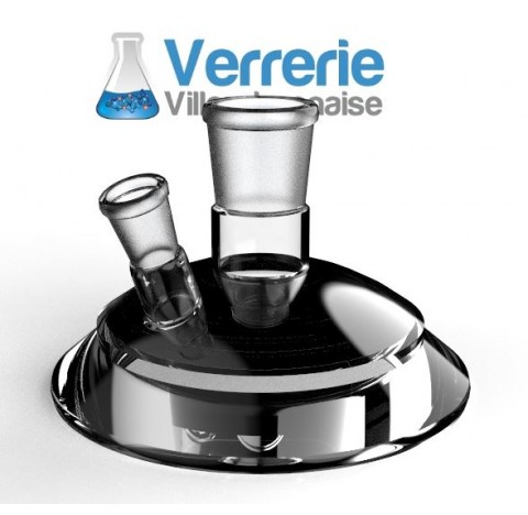 Glass lid of reactor DN 100 central socket 29/32 angled socket :1 x 14/23 height :125 mm Pression