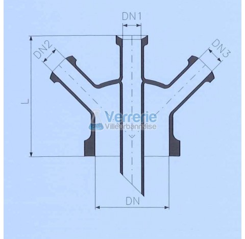 Tube d'alimentation DN 100 PZ et DN 25 KZB 2X DN 25 KZA Longueur L : 175 mm  verre industriel