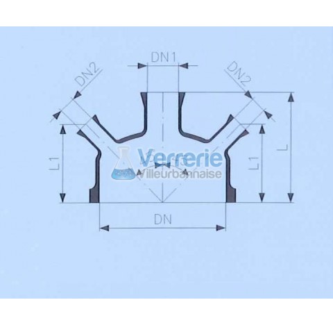 Couvercle DN 150PZ une entree centrale DN 25 RK deux entrees inclines DN 25 RK Hauteur : 175mm verre