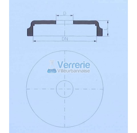 Couvercle DN 300 PZ perce Diam 54mm Hauteur 50mm verre industriel