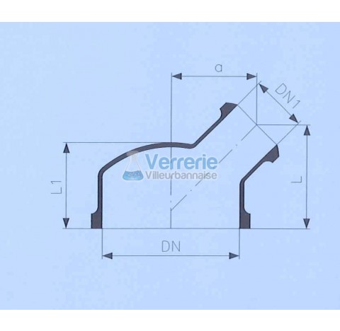 Couvercle industriel DN 300 PZ avec entree DN 100 KZA Longueur L: 190 mm Long. L1 : 175 mm