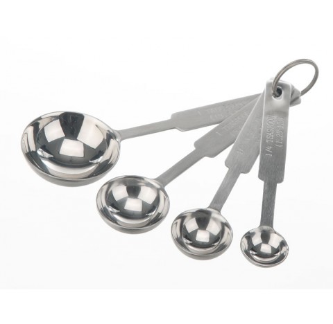 Measure spoon set , 4 spoons 1,25 ml / 2,5 ml / 5 ml / 15 ml ,stainless steel ,