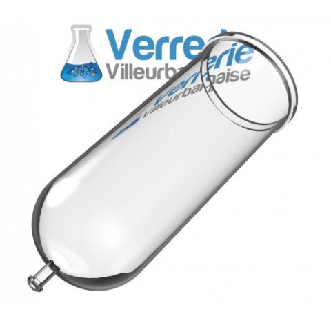 Cuve en verre graduee vol. ., 50 litres bride DN 300 PZ avec vidange DN 25 KZA Longueur 750 mm Dia e