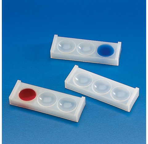 Colorimetry tray diameter of cells 21 mm depth 7 mm dimensions 28x85 mm in polyethylene