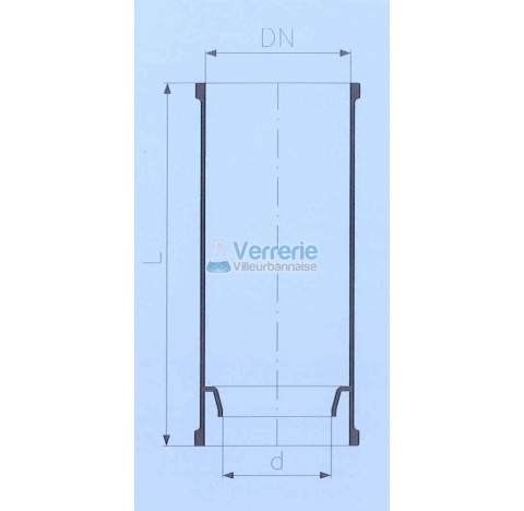 Cylindre fractionne en verre DN 200 PZ Long. 500 mm Diam int (d) : 150mm contenance: 13 litres racco