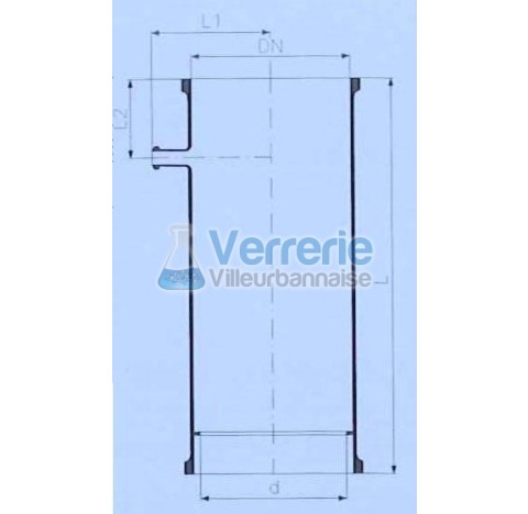 Cylindre fractionne en verre pour absorbeur DN 300 PZ long. 750mm avec passage DN 25 KZA entraxe L1: