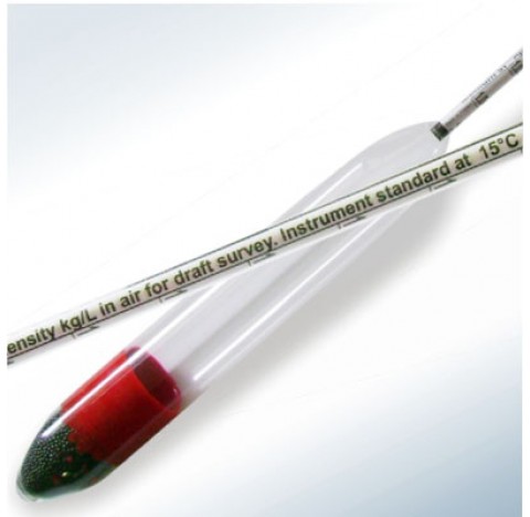 Densimetre en verre amplitude 0,990 - 1,040 g/ml   division 0,0005 precision 0,0005 longueur totale 