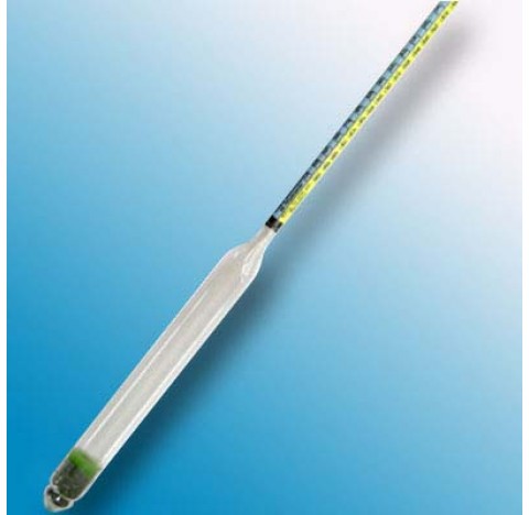 Densimetre pour le miel en verre amplitude 1,000-1,160/0-50/0-21 Sp Gr - miel jg/hl - pour cent /vol