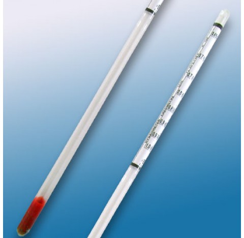 Densimetre en verre amplitude 2,000 - 2,200 g/ml   division 0,002 precision 0,004 longueur totale 30