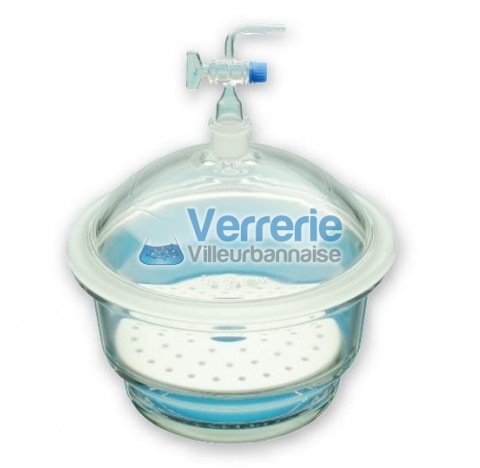 Dessicator DN300 lid with socket and stopcok , body and lid in glass (without porcelain disc)