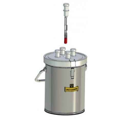 Recipient Dewar en inox/verre volume : 4 litres pour transport d'echantillon biologique, temperature