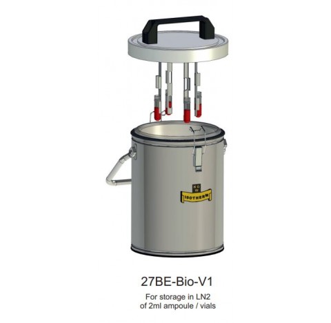 Recipient Dewar en inox/verre volume : 2 litres pour transport d'echantillon biologique, temperature