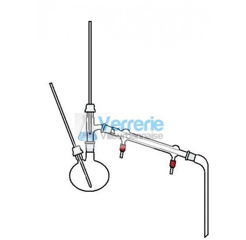 Glass apparatus for distillation double thermometer plug compound:: Boiling flask two necks 500ml 24