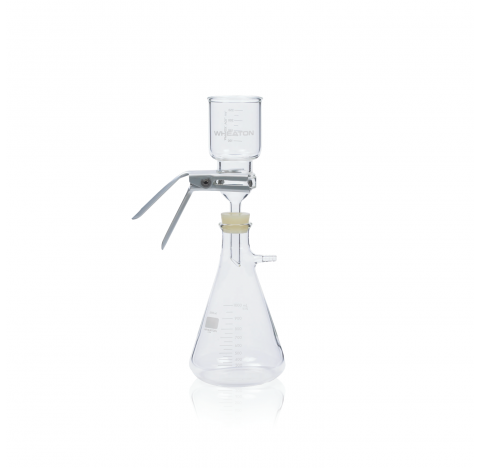 Ensemble de filtration sous vide 47 mm en verre borosilicate de Type I clair avec support en verre f